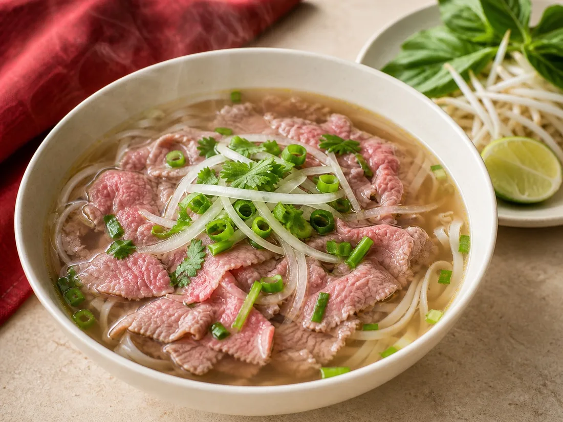 Classic phở topped only with rare sliced beef
