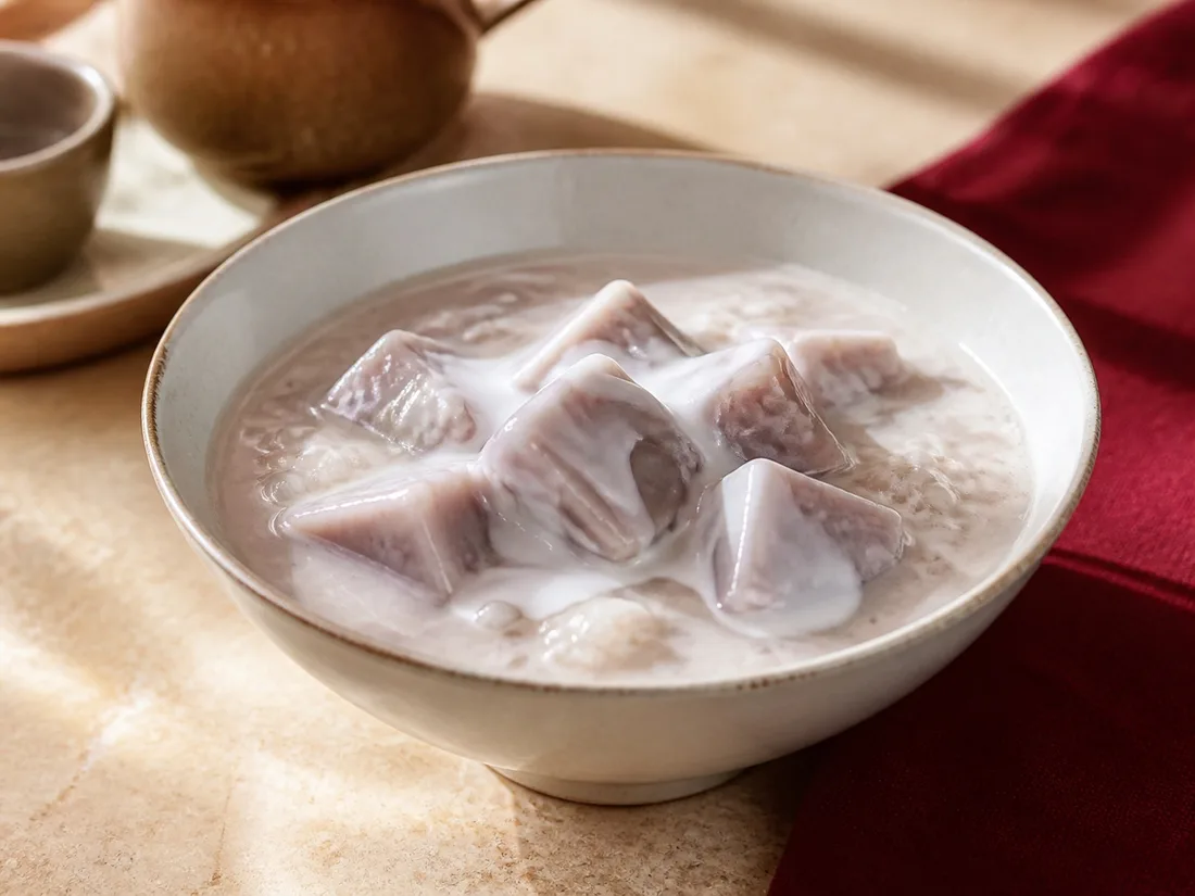 Taro coconut pudding with tender taro pieces